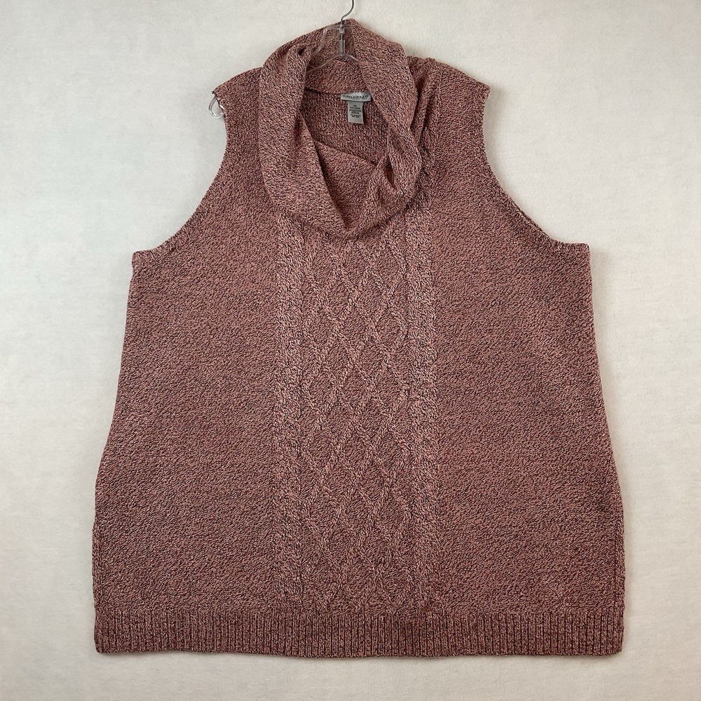 Catherines Sweater Vest Womens Plus 3X 26/28W Pink Gray Sleeveless Cowl Neck